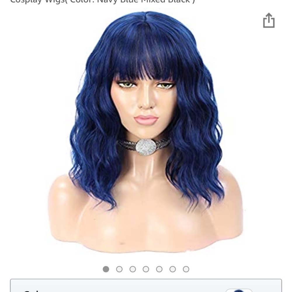 Blue synthetic wig